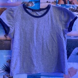 Brandy Melville Grey Top Lined with Navy💫